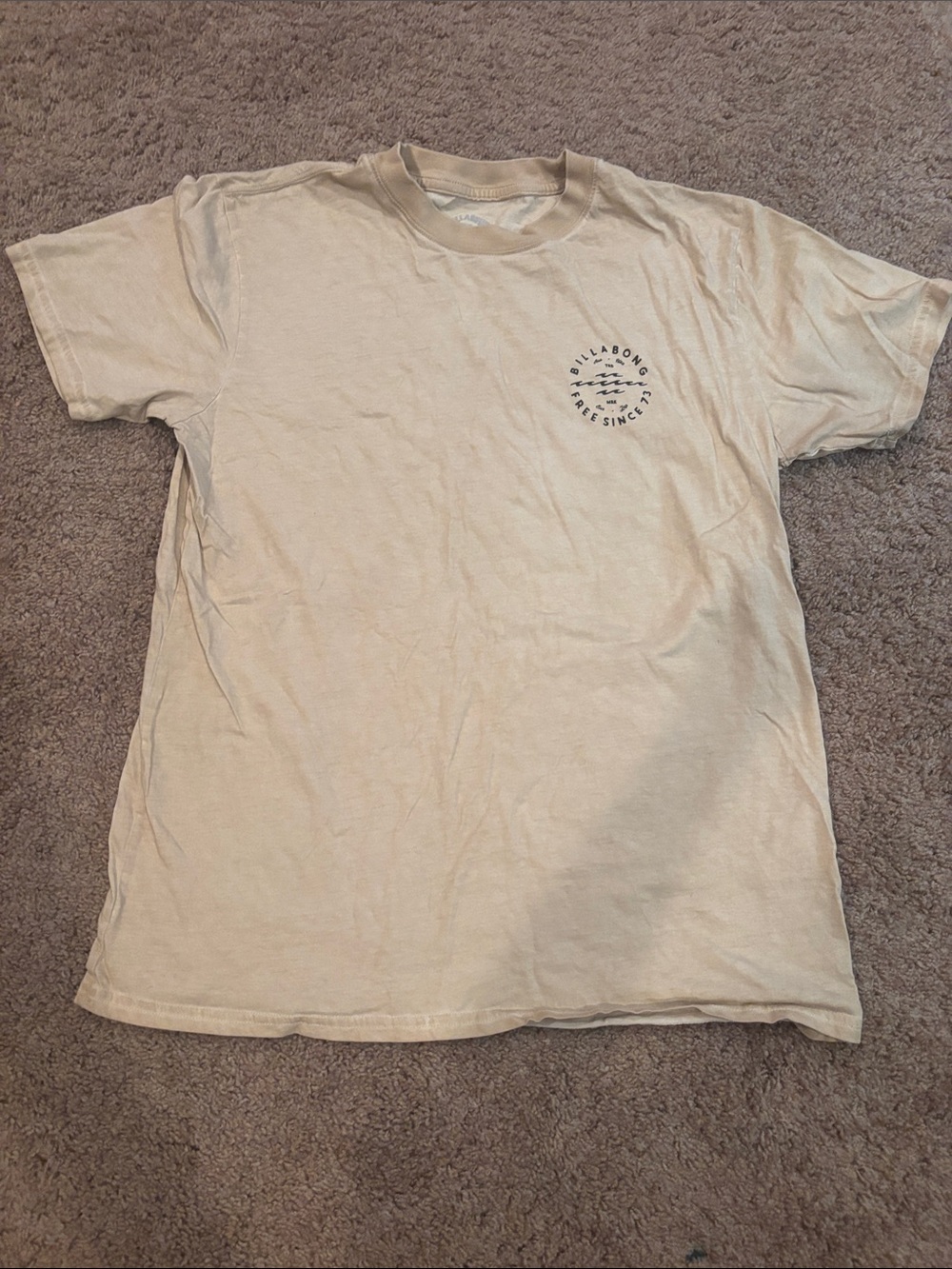 Billabong Men's Beige Crewneck Tee with Chest Logo